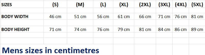 T Shirt Size Guide Custom T Shirt Printing Brisbane